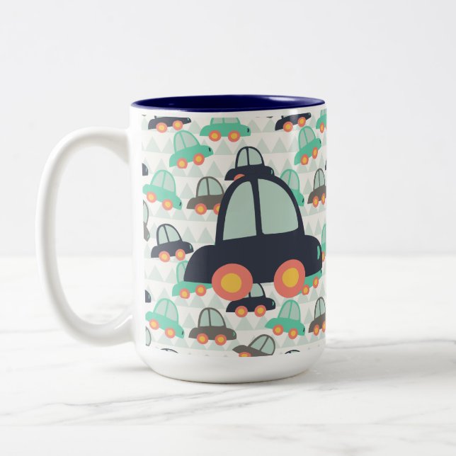 Autos und mehr Autos Zweifarbige Tasse (Links)