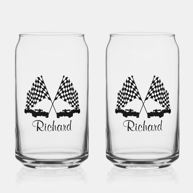 Autos und Schachbretts - Rennen Dosenglas (Vorderseite)