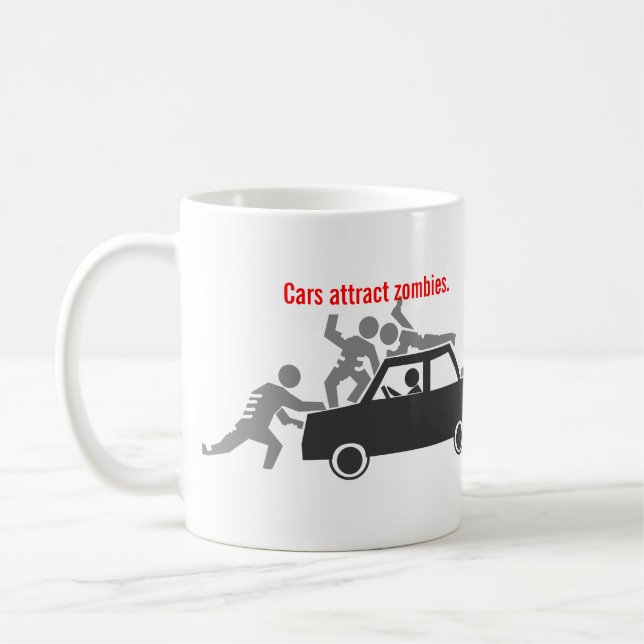 Autos ziehen Zombies an Kaffeetasse (Links)