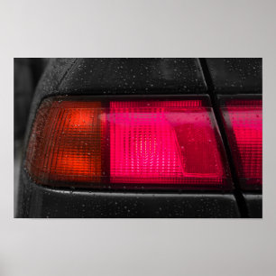 Autoscheinwerfer im Regen Poster