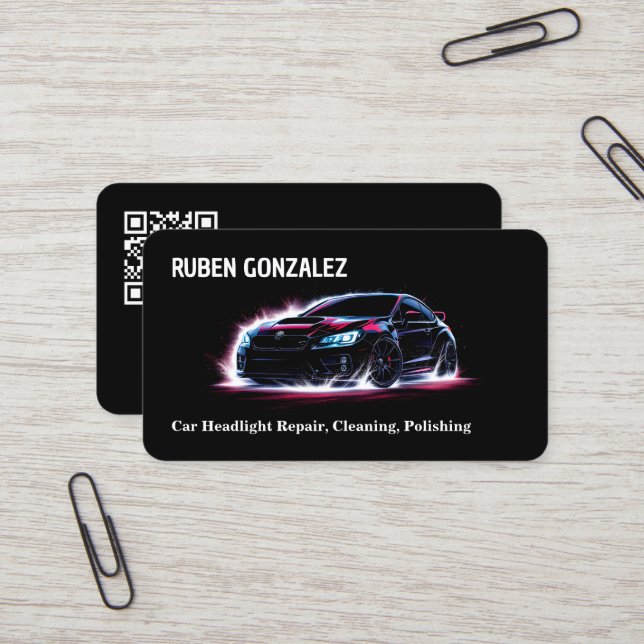 Autoscheinwerferneuerung individuell QR Visitenkarte (Vorderseite/Rückseite Beispiel)