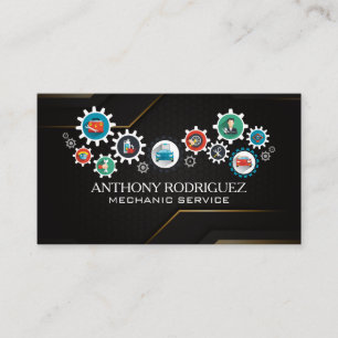 Autoservice Autoreparatursymbole Mechaniker Visitenkarte