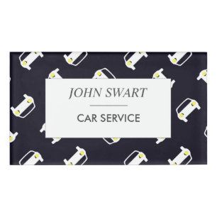 Autoservice weiße Silhouettenmuster blau Namenschild