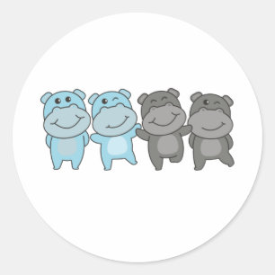 Autosexual Flag Pride Lgbtq Niedlich Hippo Classic Runder Aufkleber