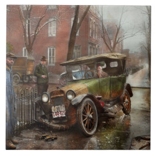 Autounfall - Achtung Glatteis 1921 Fliese