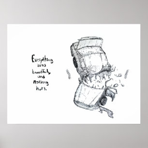 Autounfallillustration mit Kurt Vonnegut-Zitat Poster