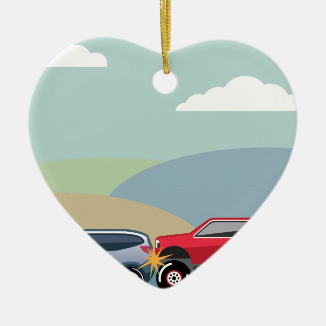 Autounfallrückseite beendete Fahrzeug Vektor Keramik Ornament (Vorne)