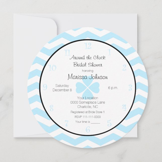 Autour de l'horloge nuptiale de douche Invitation  (Devant)