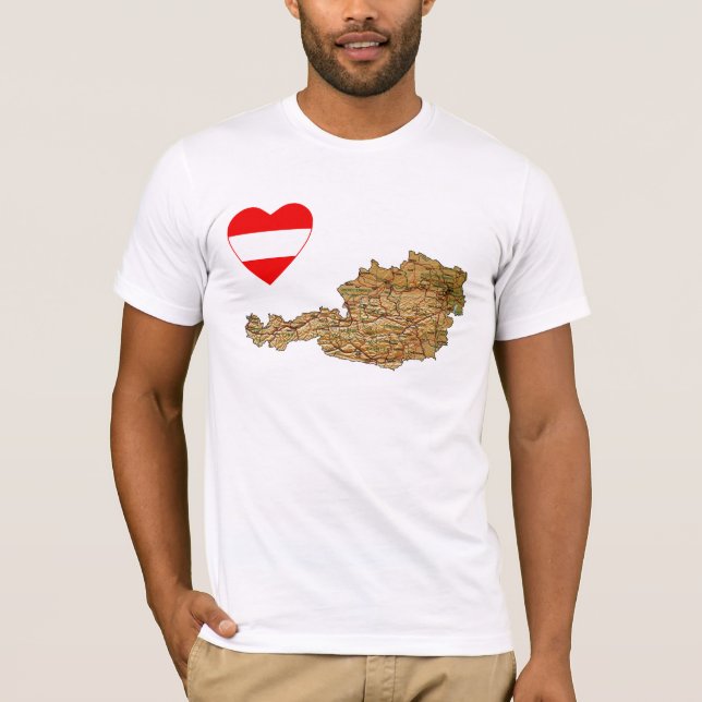 Autriche Drapeau Coeur et carte T-shirt (Devant)