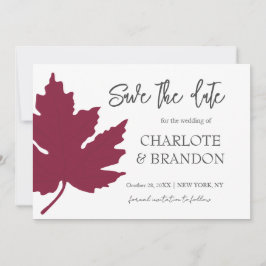 Autum Burgundy Ahornleaf Wedding SaveThe Date Einladung