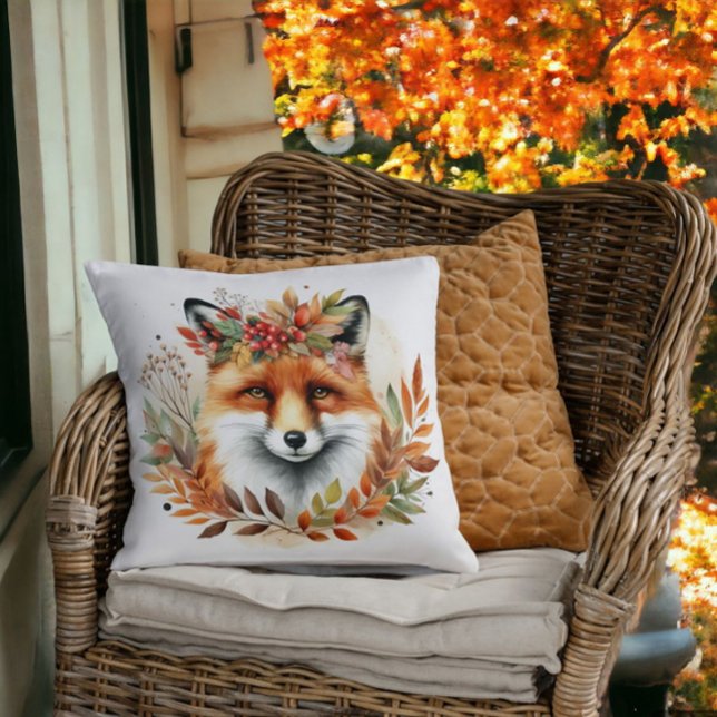 Autume Fall Themed Woodland Niedlich Fox Blume Wra Kissen (Von Creator hochgeladen)