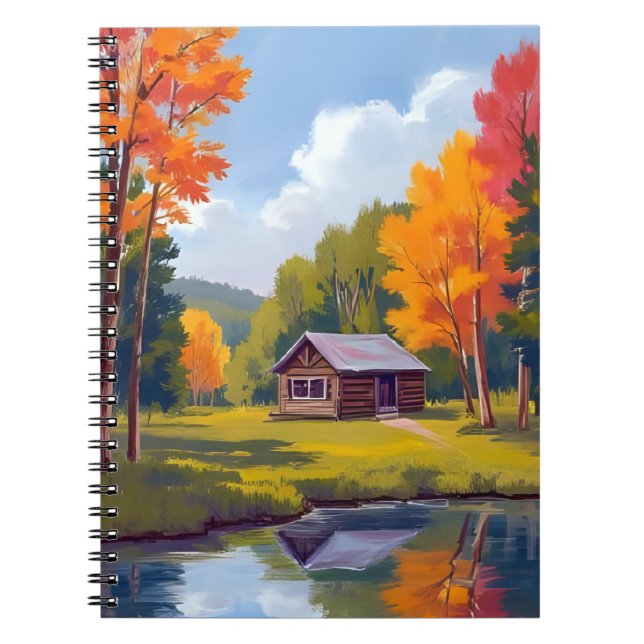 Autumn Abode Lakeside Cottage Notizblock (Vorderseite)