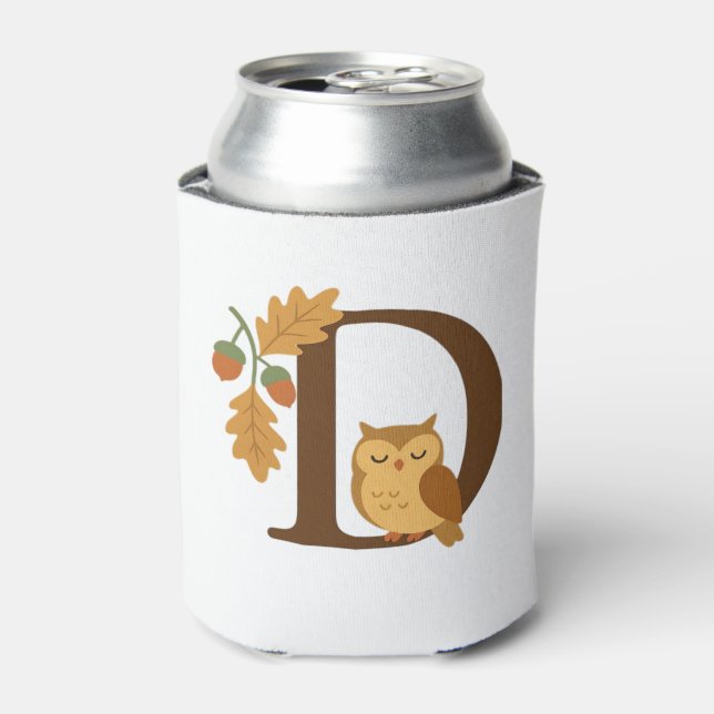 Autumn Alphabet Monogram Letter D � Owl with Oak L Dosenkühler (Kanne Vorderseite)