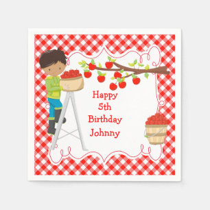 Autumn Apple Picking African American Birthday Serviette