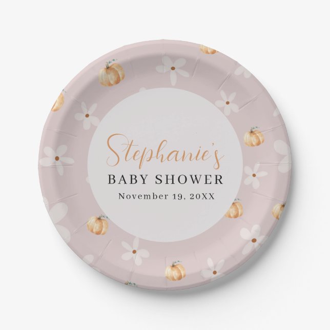  Autumn Baby Fall A Little Pumpkin Baby Shower  Pappteller (Vorderseite)