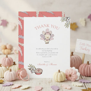 Autumn Baby Girl Little Turkey Danke Karte