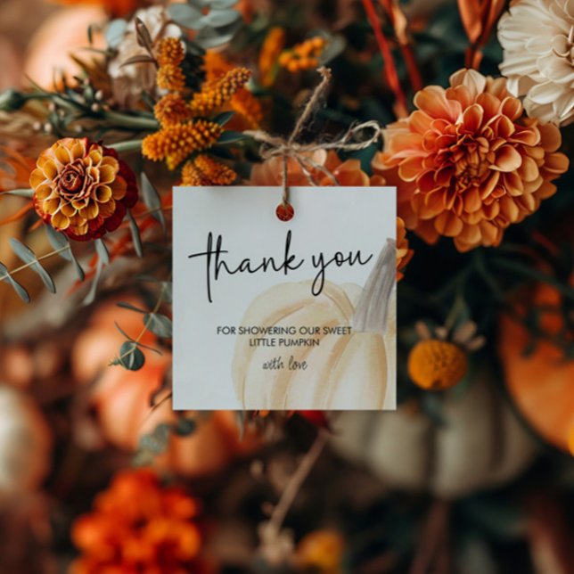 Autumn Baby Shower Little Pumpkin Square Geschenkanhänger (Von Creator hochgeladen)
