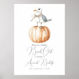 Autumn Beach Club Welcome Sign - Coastal Chic Fall Poster