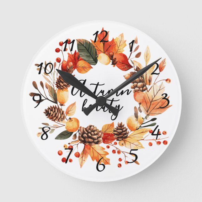 Autumn Beauty Runde Wanduhr (Vorderseite)