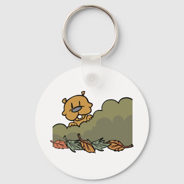 Autumn Beaver Hiding Keychain Schlüsselanhänger (Vorderseite)