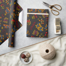 Autumn berries on chocolate brown 2 geschenkpapier