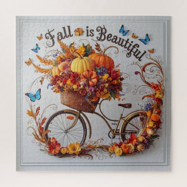 Autumn Bicycle Erntedank Blooms Wall Art (Vertikal)