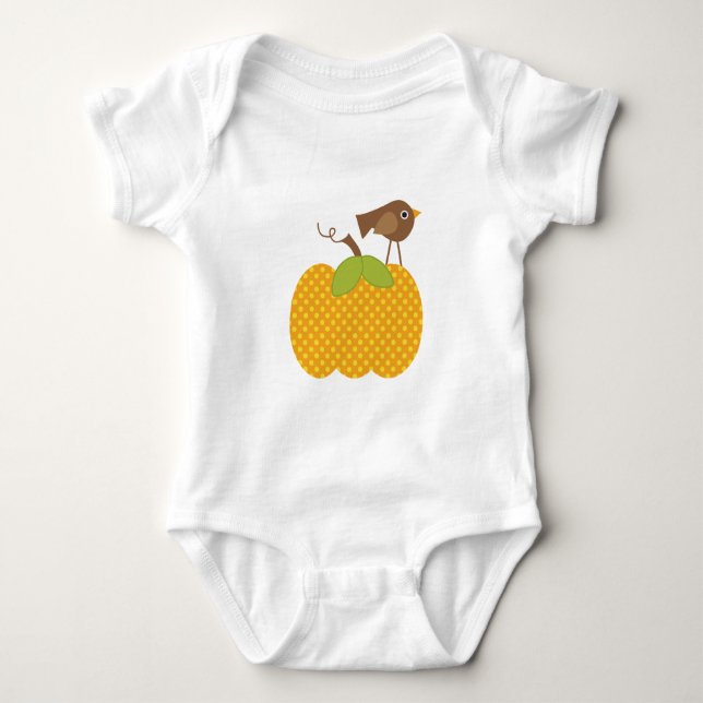 Autumn Bird auf Pumpkin Baby Baby Strampler (Vorderseite)