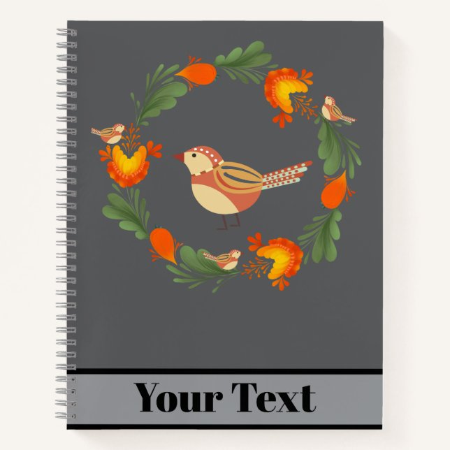 Autumn Bird Folk Art Notizbuch (Vorderseite)