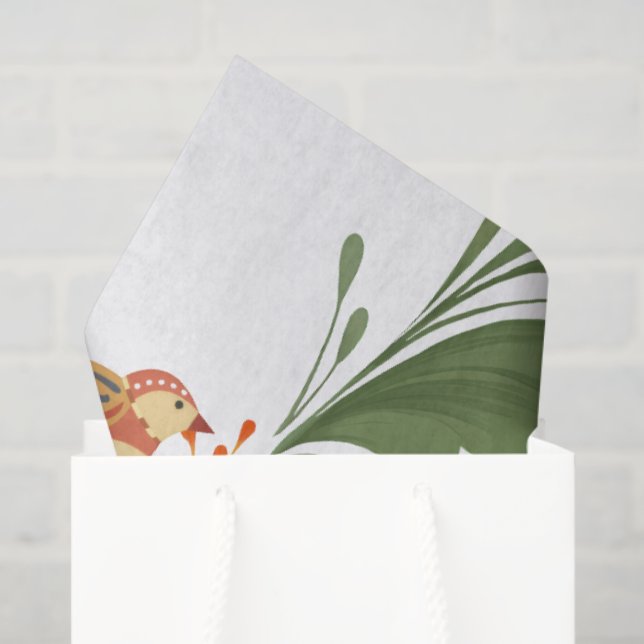 Autumn Bird Folk Art Seidenpapier (Geschenktüte)