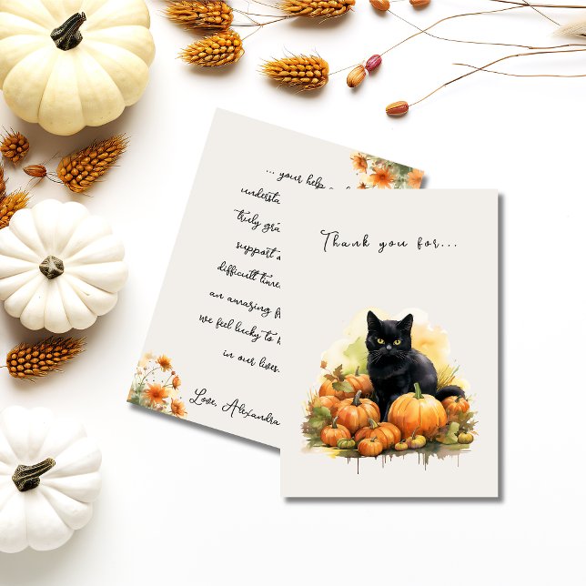 Autumn Black Cat & Pumpkins Dankeskarte (Autumn Black Cat & Pumpkins Thank You Card)