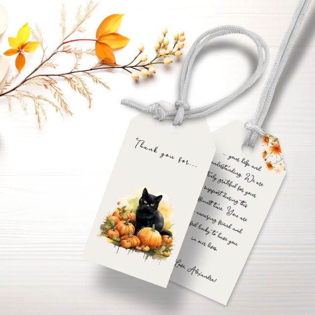 Autumn Black Cat & Pumpkins Geschenkanhänger (Autumn Black Cat & Pumpkins Gift Tags)
