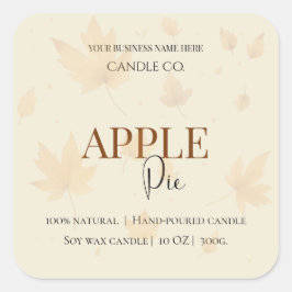 Autumn Blessing Apple Pie | Fall Candle Label  Quadratischer Aufkleber