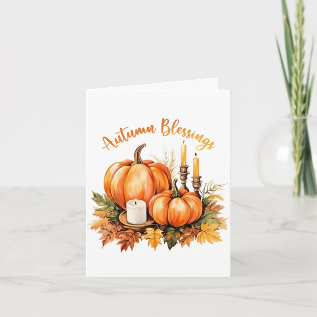 Autumn Blessings – Cozy Thanksgiving Dankeskarte (Vorderseite)