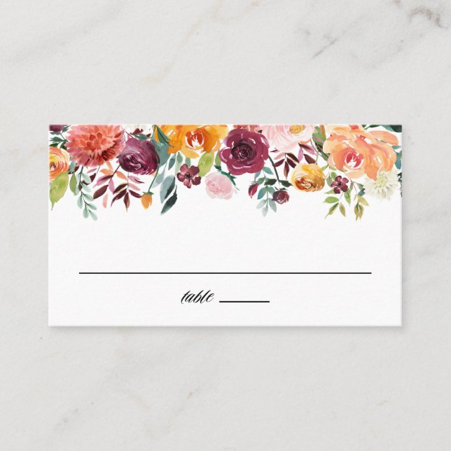 Autumn Blooms Garland Hochzeit im Herbst Platzkarte (Vorderseite)