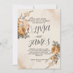 Autumn Boho Blooms Faire-part de mariage moderne
