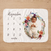 Autumn Boho Blooms Monogram Baby Milestone Foto