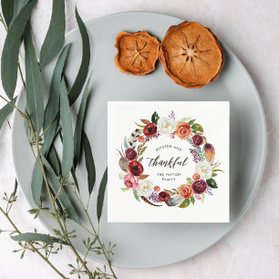 Autumn Boho Blooms Personalisierter Erntedank Serviette