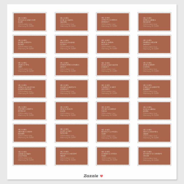 Autumn Boho Deko | Rust Guest Address Label (Blatt)