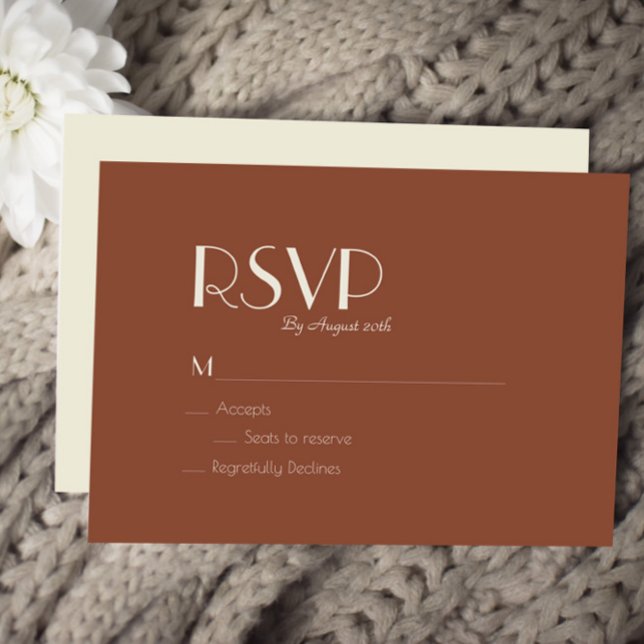 Autumn Boho Deko | Rust Wedding RSVP Card Karte (Von Creator hochgeladen)