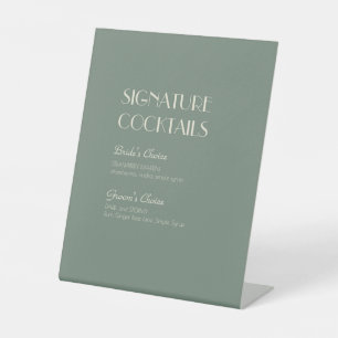 Autumn Boho Deko Sage Green Cocktail Menu Sockelschild