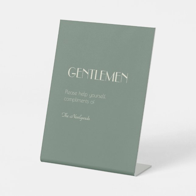 Autumn Boho Deko | Sage Green Gentlemen Badezimmer Sockelschild (Vorderseite)