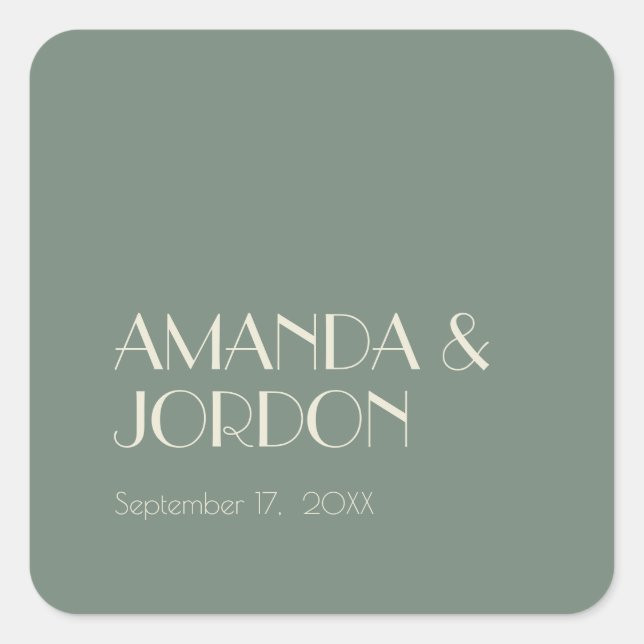 Autumn Boho Deko | Sage Green Wedding Siegel Stick Quadratischer Aufkleber (Vorderseite)