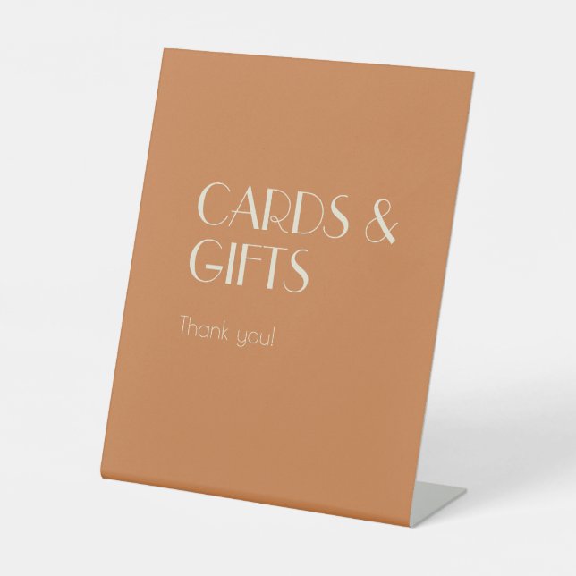 Autumn Boho Deko | Terracotta Cards und Geschenke Sockelschild (Vorderseite)