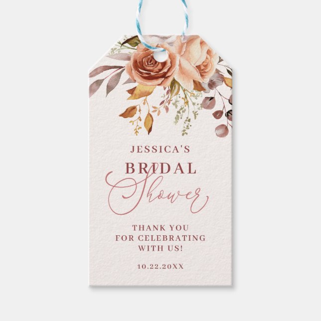 Autumn Boho Floral Vielen Dank Brautparty Geschenkanhänger (Vorderseite)