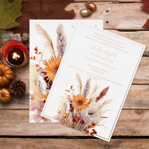 Autumn Boho Floral Wedding   weiß Folieneinladung