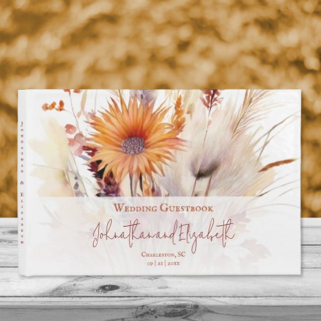 Autumn Boho Floral Wedding | weiß Gästebuch (Autumn Boho Floral White Wedding Guestbook)