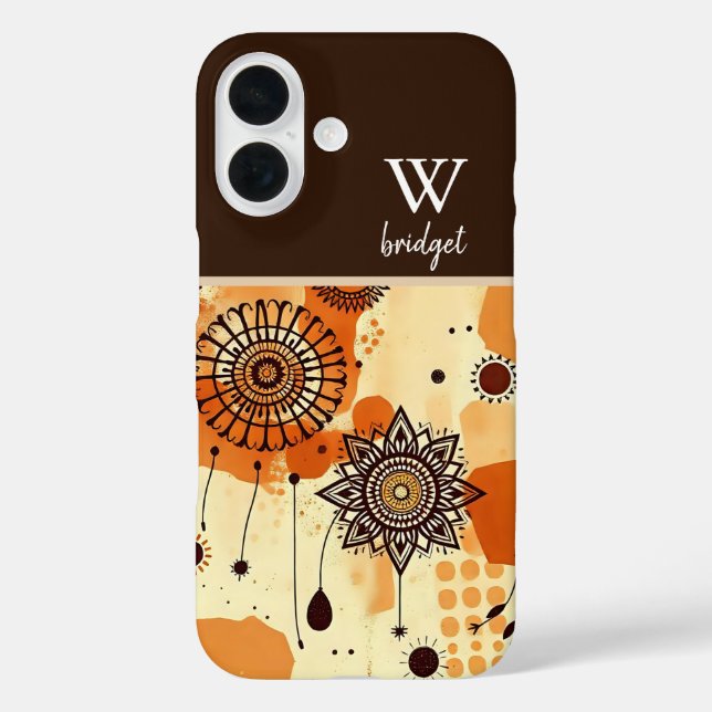 Autumn Boho Mandala Warm Earthy Floral iPhone 16 Hülle (Rückseite)