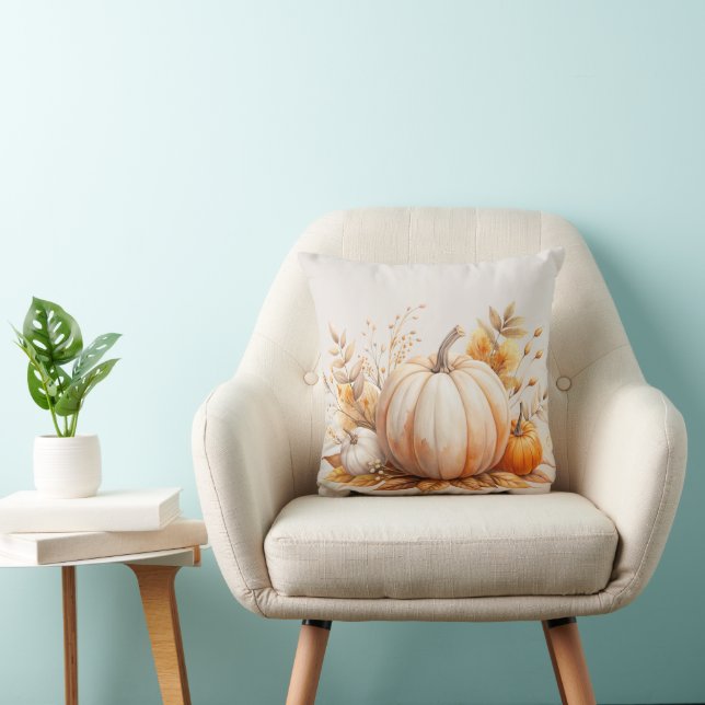 Autumn Boho Watercolor Pumpkin Kissen (Stuhl )
