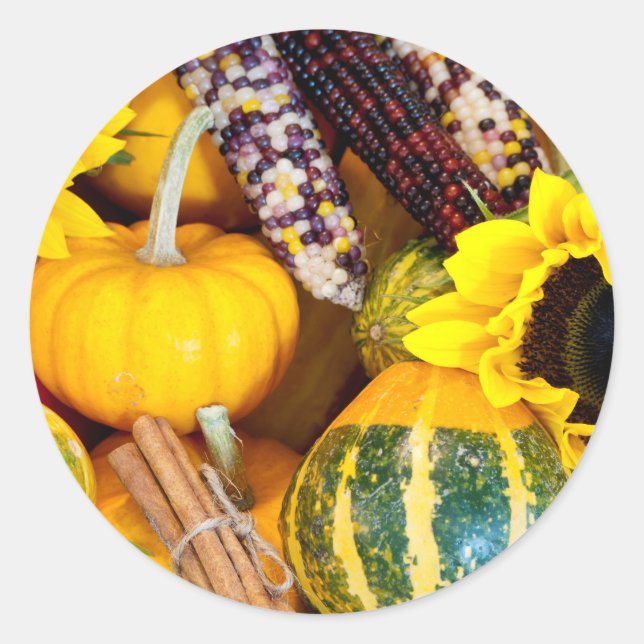 Autumn Bounty Runder Aufkleber (Vorderseite)