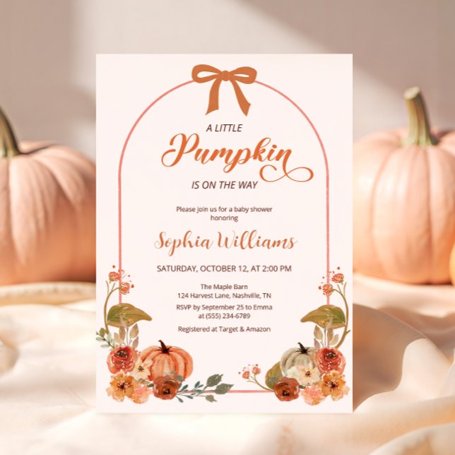 Autumn Bow Little Pumpkin Baby Shower Einladung (Von Creator hochgeladen)